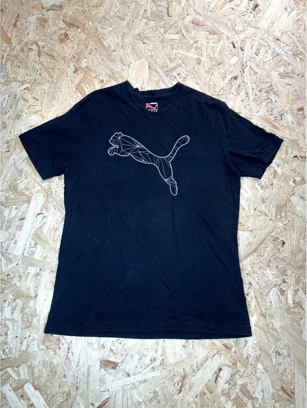 Puma Geometric Cat Graphic T-Shirt Mens Medium Black Sport Lifestyle Tee